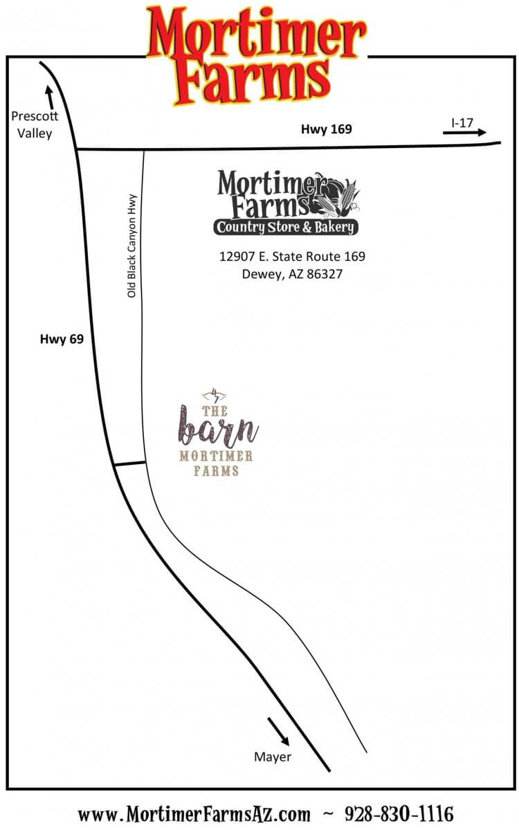 Map to the Event Barn at Mortimer Farms